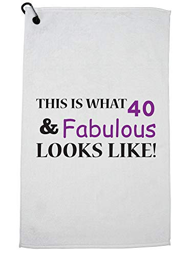 Hollywood Thread This is What 40  and  Fabulous Looks Like Sports Towel with Carabiner Clip