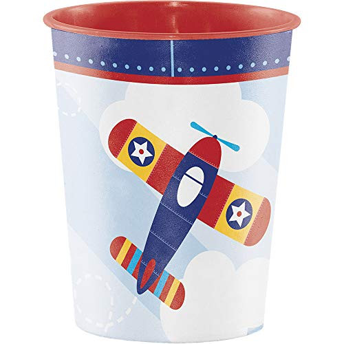 Creative Converting 16Oz Lil' Flyer Airplane Birthday Party Plastic Keepsake Favor Cup Party Supplies, Multicolor