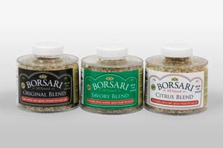 Borsari Seasoned Salt Gift Set - Gluten Free Gourmet Sea Salt Blends With Herbs and Spices - Set of 3 4 oz Shaker Bottles - Includes Savory Citrus and Original Seasoning