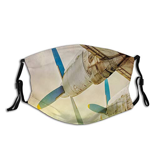 Old Wing Aircraft with Propellers at Sunset Snowy Winter Sky Proof Windproof Face MaskReusableWashable ClothFace CoverCover for Men Women