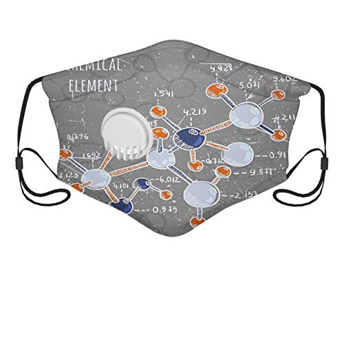 Activated carbon filter mask?Grunge Chemistry Laboratory with Display Formula Science Graphic Design PrintDimgray Orange ?Printed Facial decorations for adult