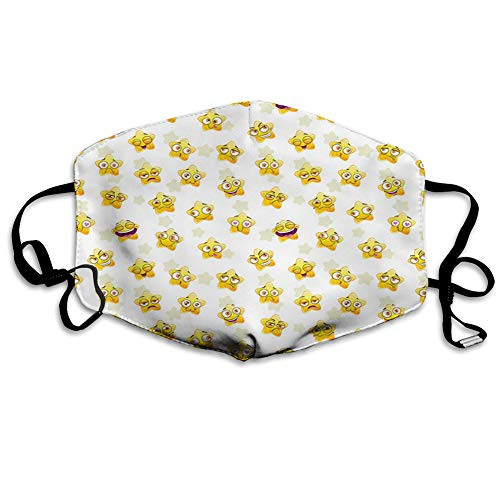 Comfortable Activated Carbon maskHappy Pattern with Cartoon Style Yellow Stars Showing Happiness and LoveYellow Fuchsia Pale GreenPrinted Facial decorations for man woman