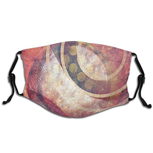 Comfortable Activated Carbon Filters maskGrunge Circles Ancient Aged Display Dynamic Artistic Old Fashioned Retro ElementsFacial decorations for teens