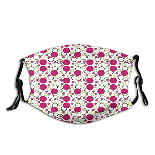 Geometric Retro Composition with Circles and Dots Spotty Proof Windproof Face MaskReusableWashable ClothFace CoverCover for Men Women