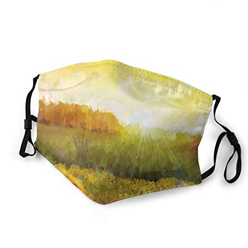 Comfortable Activated carbon filter Windproof maskLandscape With A Golden Yellow Sunflower Field And Distant Hill Sunset ColorsFashion Facial decorations for kids
