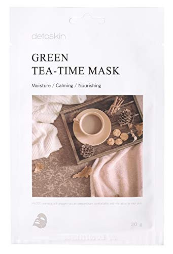 Detoskin Korean Skin Care Collagen Green Tea Essence Facial Mask 1.01 fl.oz. - 10 Face Mask Sheets Facemasks for Girls Women Men with Sensitive  and  Dry Skin - Moisturizing Nourishing ifying