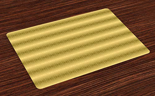 Lunarable Yellow Ombre Place Mats Set of 4 Ornamental Abstract Floral Colored Horizontal Shadowed Composition Washable Fabric Placemats for Dining Table Standard Size Khaki and Mustard