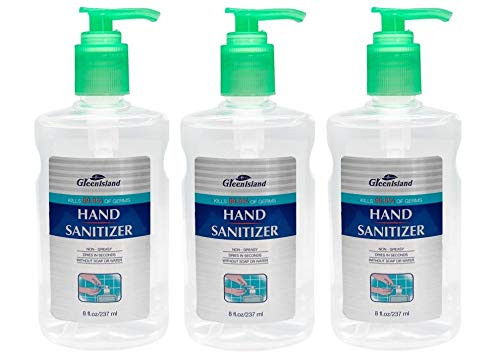 GREENISLAND Hand Sanitizer Gel 3 Unit Pack of 8 oz -237ml- - 24 Oz 75 percent Alcohol Soothing Aloe Vera Vitamin E Non-Greasy Moisturizing Quick Drying Bottle with Dispenser Pump