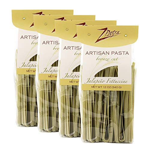 ZPasta Jalapeno Fettuccine - Bronze Cut Artisan Pasta 12 oz -4 Pack-