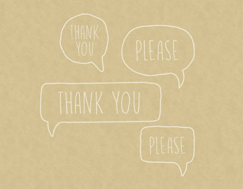 SB Design Studio B4439 Sips Drinkware Disposable Brown Bakery Paper Placemats, 25-Sheets, Please & Thank You