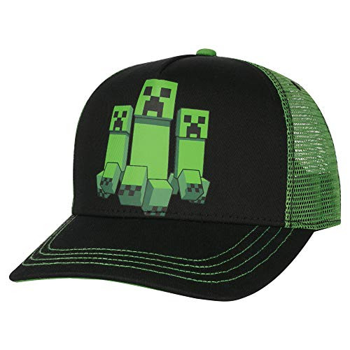 JINX Minecraft Creeper Rush Trucker Baseball Hat Green/Black Youth Fit