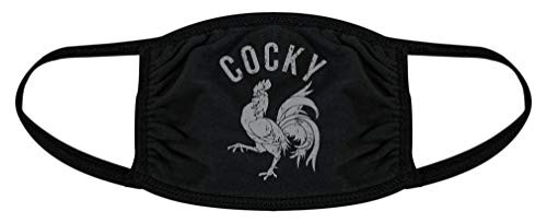 Cocky Face Mask Funny Rooster Confidence Arrogant Novelty Nose and Mouth Covering -Black- - 6 Pack