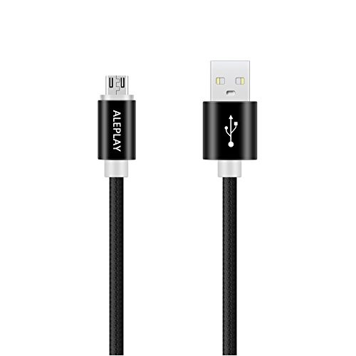 Aleplay Micro USB Cable Android, Micro USB to USB 2.0 Cable (3.3Ft) Nylon Braided Sync and Fast Charging Cable for Samsung, Kindle, Android Smartphones, Galaxy S7 Edge, Moto G5, PS4 (black)