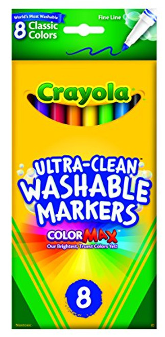 Crayola 8 Pack Ultra-Clean Fine Line Washable Markers, Classic Colors Crayola 8 Pack Ultra-Clean Fine Line Washable Markers, Classic Colors
