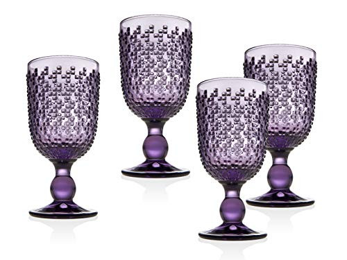 Godinger Wine Glasses Goblet Beverage Glass Cups - Alba Amethyst Set of 4