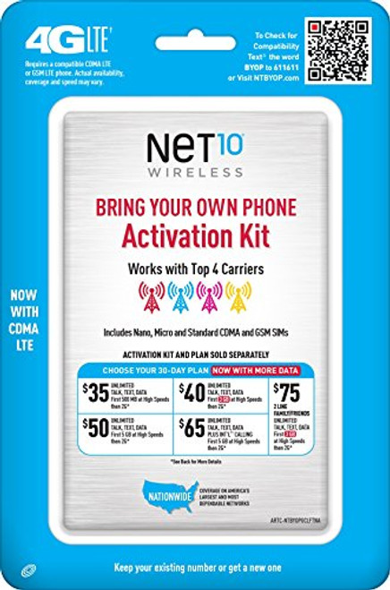 Net10 Bring Your Own Phone SIM Activation Kit  Retail Packaging