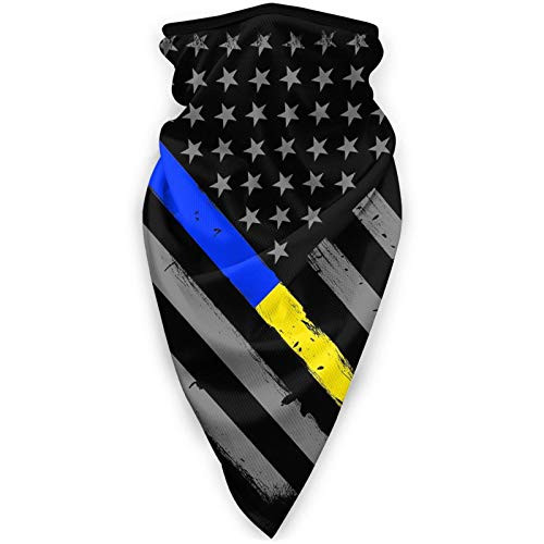 Thin Blue Gold Line Flag Face Mask Neck Warmer Gaiter- Bandana Scarf Balaclava Headwear for Outdoor Sports