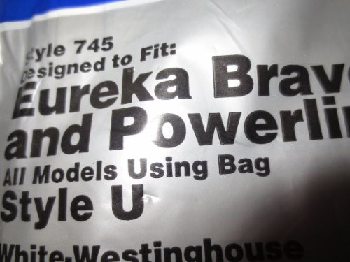 Disposable Vacuum Cleaner Bags Designed to fit Eureka Bravo and Powerline All Models Using Bag Style Type U Also fits White Westinghouse VIP 2030 Disposable Vacuum Cleaner Bags Designed to fit Eureka Bravo and Powerline All Models Using Bag Style Type U Also fits White Westinghouse VIP 2030