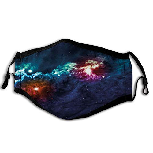 Funny Comfortable Activated Carbon maskSpace Galactic Image on Milky Way with Colorful Alluring Cosmos Display Artwork PrintMagenta BlueFacial decorations for Unisex adult Senior