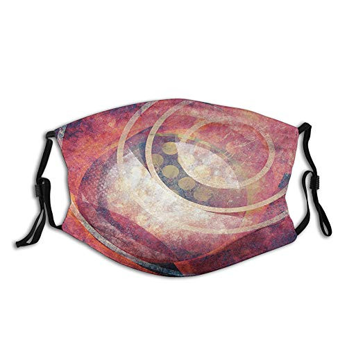 Reusable Face Mask Balaclava Washable Nose Mouth Cover for Men and Women Grunge Circles Ancient Aged Display Dynamic Artistic Old