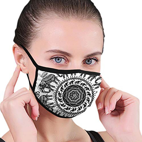 Comfortable Windproof maskEthnic Asian Belief Spirit Animals Circle With Floral Paisley DetailsPrinted Facial decorations for adult