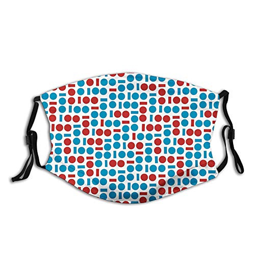 Circular and Squared Various Two Colored Geometric Forms with Modern DisplayReusable Face Mask Balaclava Washable Outdoor Nose Mouth Cover for Men and Women
