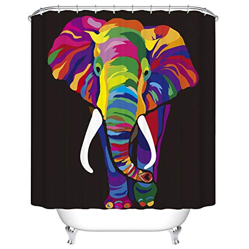 BEEBEE Elephant Shower Curtain for Bathroom Shower Curtain Set with Hooks Bathroom Accessories Mildew Resistant Waterproof Polyester Fabric 72 x 72 inches BEEBEE Elephant Shower Curtain for Bathroom Shower Curtain Set with Hooks Bathroom Accessories Mildew Resistant Waterproof Polyester Fabric 72 x 72 inches