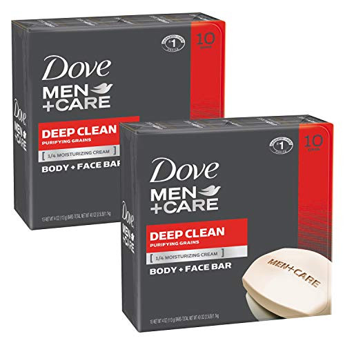 Dove Men PlusCare Body and Face Bar To Clean and Hydrate Skin Deep Clean Body and Facial Cleanser More Moisturizing Than Bar Soap 3.75 oz 20 Bars