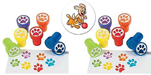 48 Paw Print Stampers plus a Puppies and Kittens Pin Back Button by Mixed