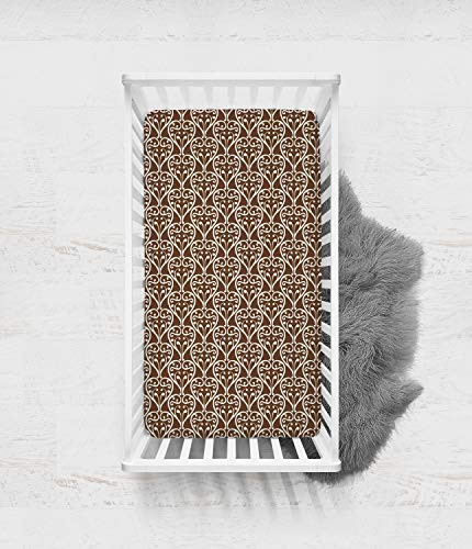 Bacati - Damask Brown/White Crib Fitted Sheet