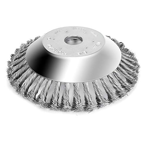 Welltop 7.9inch Wire Wheel Brush Bowl Type Twisted Knotted Derusting Weeding Wheel Steel Wire Wheel Brush Grass Trimmer Head for Derusting Weeding Cleaning Ground Moss -Silver-