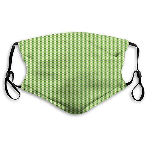 Outdoor Comfortable Mask Abstract Retro Style Little Circles with Stripes on Dotted Background Lime Green Fern Green Cream Printed Facial Decorations For Teens Child