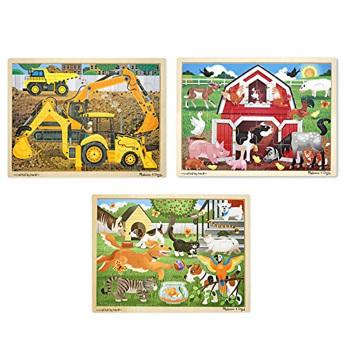 Melissa  and  Doug Wooden Jigsaw Puzzle arm Construction Pets Puzzle -24 Piece- Melissa  and  Doug Wooden Jigsaw Puzzle arm Construction Pets Puzzle -24 Piece-