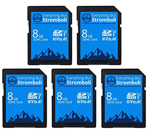 Everything But Stromboli 8GB SD Card -5 Pack- Speed Class 10 UHS-1 U1 C10 8G SDHC Memory Cards for Compatible Digital Camera Computer Trail Cameras