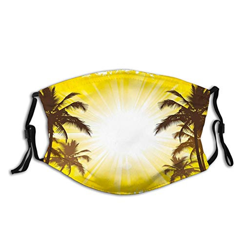 10 filter Activated carbon mask Palm Tree Holiday Theme a Sunny Tropical Place with Palm Trees Illustration PrintYellow and White Facial decorations for Unisex adults