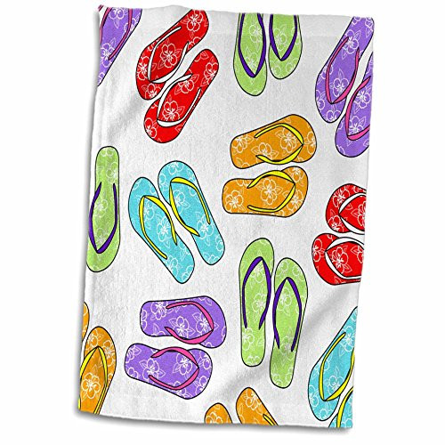 3D Rose Colorful Flip Flop Print-White Background Hand/Sports Towel 15 x 22 3D Rose Colorful Flip Flop Print-White Background Hand/Sports Towel 15 x 22