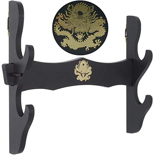 MHUI Sword Stand Dragon 2-Tier Wall Mount Samurai Sword Rack Katana Wakizashi Display Stand Decorative Sword Holder