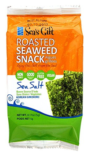 Seas Gift Korean Seaweed Snack -Kim Nori- Roasted  and  Sea Salted 0.17-Ounce Bags -Pack of 24-