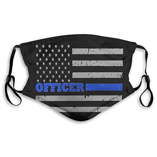 YUEBEIBEISDM Police Officer Thin Blue Line Flag Adult Kids Reusable Dust Mask with Filter Breathable Safety Dust Face Mask