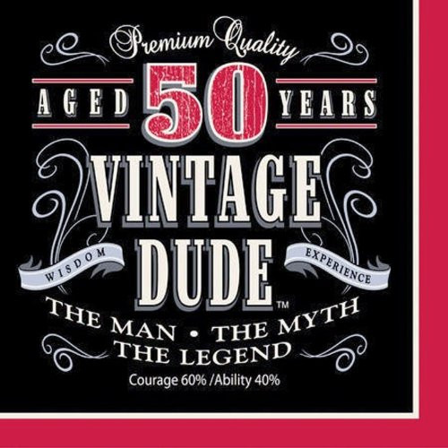 Creative Converting 16 Count Vintage Dude 50th Birthday Lunch Napkins Creative Converting 16 Count Vintage Dude 50th Birthday Lunch Napkins