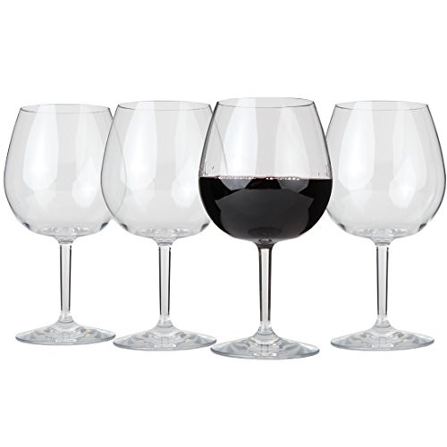 Lilys Home Unbreakable Red Wine Glasses Made of Shatterproof Tritan Plastic and Ideal for Indoor and Outdoor Use Reusable -22oz each Set of 4-