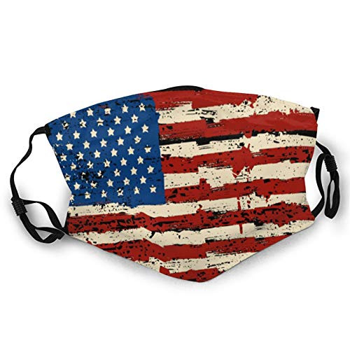 America Flag Face Mask for Women  and  Men Anti Filter Dust Adjustable Reusable Cloth Washable Black