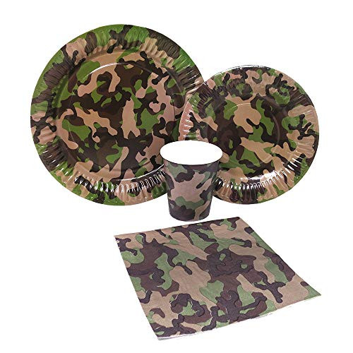 Blue Orchards Camo Party Standard Party Packs (65+ Pieces for 16 Guests!), Camo Party Tableware, Hunting Party Supplies