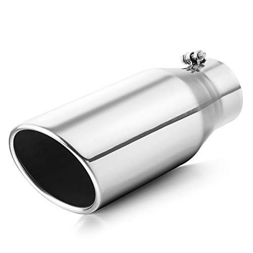 A-KARCK Exhaust Tip 4 Inch Inlet Universal 4 Inlet 6 inch Outlet 15 inch Long Stainless Steel Bolt On Exhaust Tailpipe Polished Muffler Tip for Truck