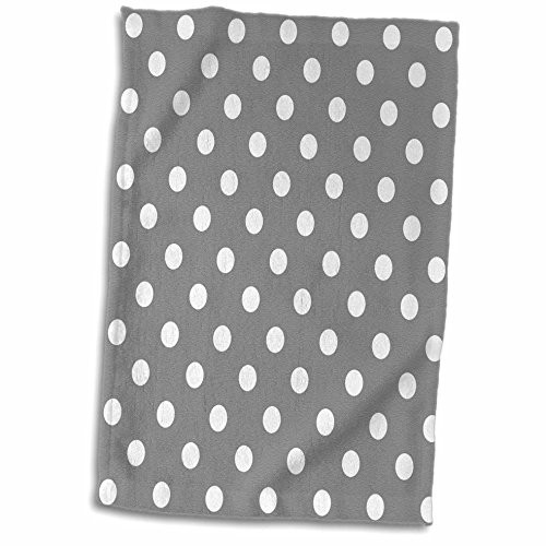 3D Rose Grey and White Polka Dot Print TWL_24682_1 Towel 15 inch x 22 inch