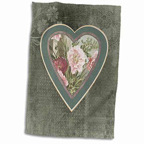 3D Rose Pink Heart On Green Sage Flower Design Hand Towel 15 inch x 22 inch Multicolor 3D Rose Pink Heart On Green Sage Flower Design Hand Towel 15 inch x 22 inch Multicolor