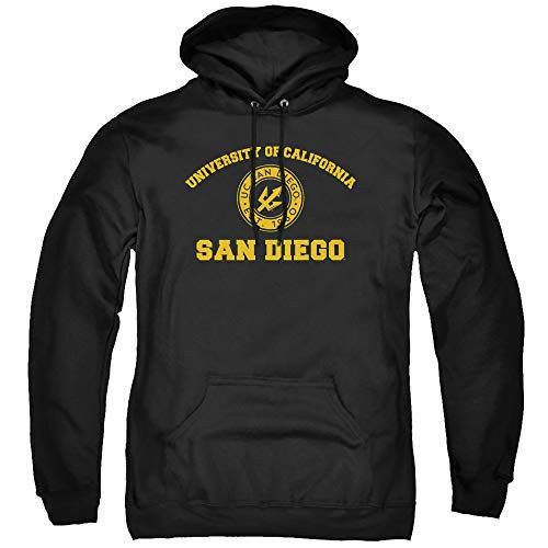 University of California San Diego Official Circle Logo Unisex Adult Pull-Over Hoodie Black Large