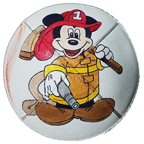 Hand-painted Kippah -Yarmulke- with a Fireman Mickey Mouse