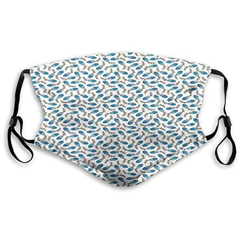 Reusable Face Mask Balaclava Washable Outdoor Nose Mouth Cover for Adult Ornate Hand Drawn Flowers Rustic Countryside Nature Tender