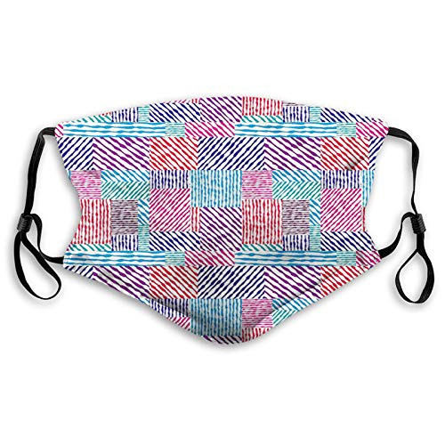 Mouth Face Mask Anti Breathable Absorb Sweat Masks for Cycling Camping Outdoor Adult Colorful Wavy Lines in Parallel Horizontal and Vertical